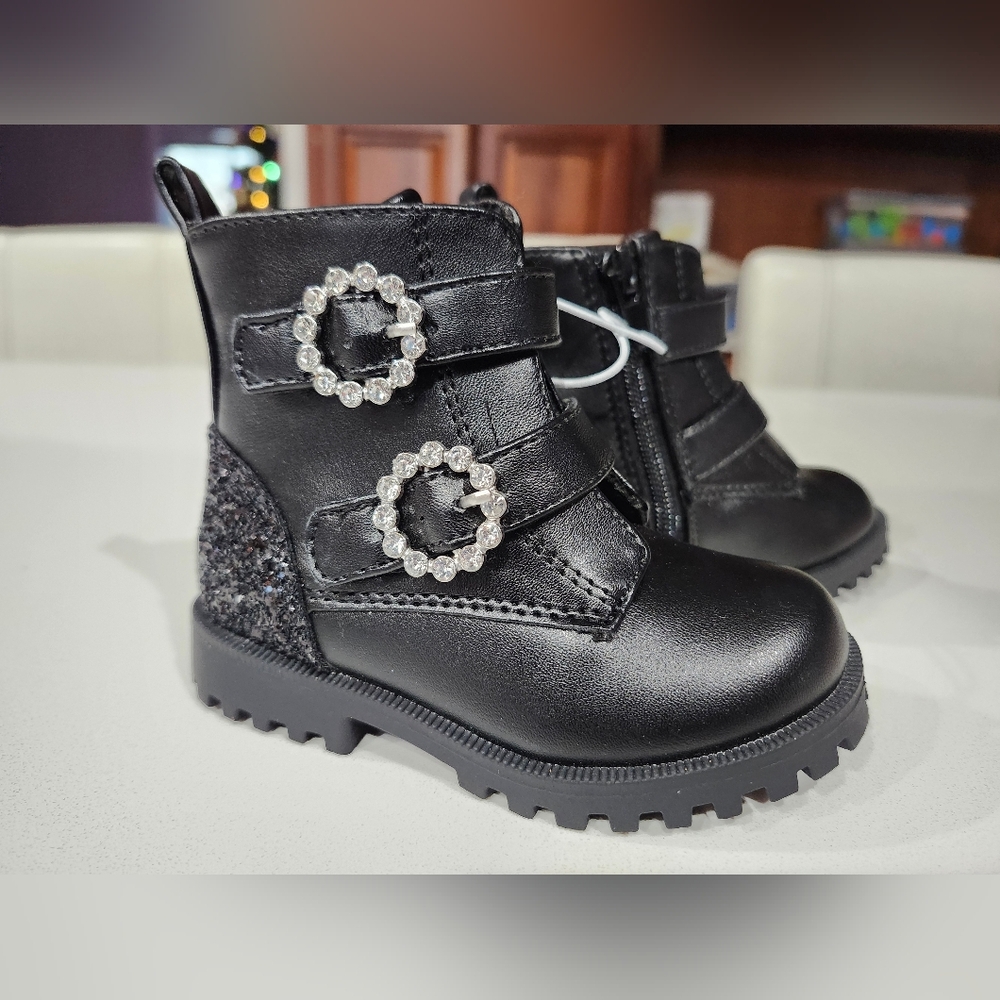 Little Girls Black Boots Shoes Size 6M New Without Tags